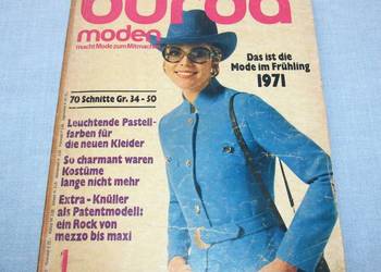 Burda Moden 1/1971 magazyn mody + wykroje Vintage