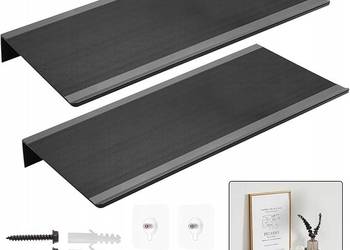 Zestaw 2 półek ściennych metal czarny