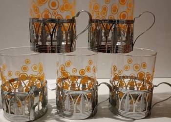 4 komplety Szklanki PRL plus koszyczki