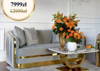 Nowoczesna sofa szara 3 osobowa srebrna kanapa glamour
