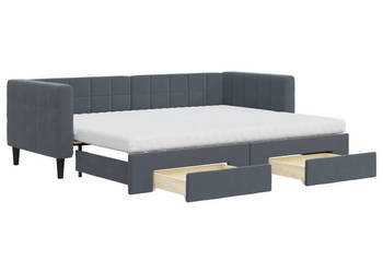 Sofa rozsuwana z szufladami ciemnoszara aksamit 80x200 cm WM-3196757