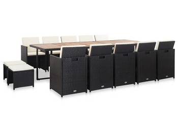 vidaXL 15-cz. zestaw mebli ogrodowych z poduszkami, rattan PE(SKU:46425)