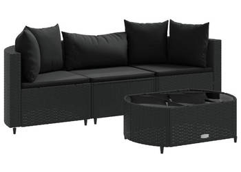 4-cz. zestaw wypoczynkowy do ogrodu poduszki czarny rattan PE WM-3308363