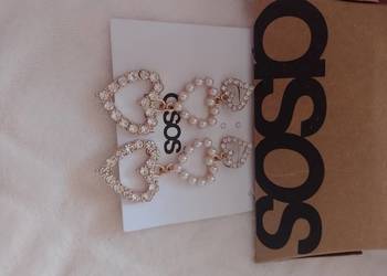 ASOS/ Długie, bogato zdobione kolczyki, serca perły, NOWE