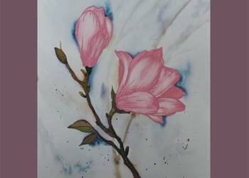 Akwarela Akwarelka Obraz pt: Magnolia 22,5 x 30