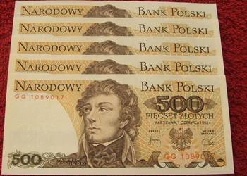 POLSKA PRL 500 ZŁ TADEUSZ KOŚCIUSZKO - Banknot UNC - 1 szt.