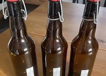 Butelki BB szklane 500ml 0,5l pałąk klips krachla 3 szt. brązowe NOWE