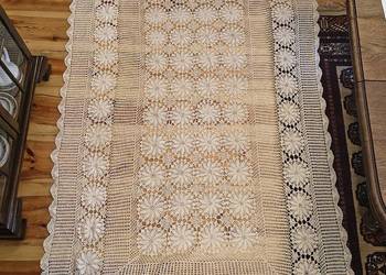 obrus szydełkowy serweta duży 150 x 250 cm ecru rękodzieło