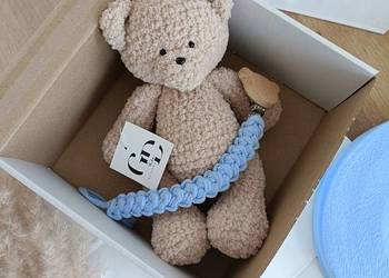 Zestaw handmade miś zawieszka do smoczka