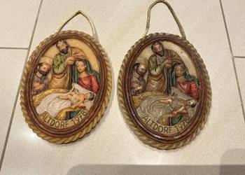 Stary Obrazek Motyw Religijny z Wosku Pszczelego Płaskorzeźba