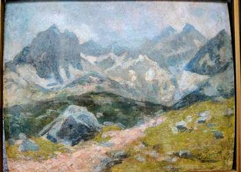 Stary obraz olejny Góry