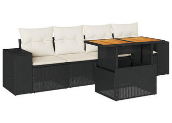 5-cz. zestaw wypoczynkowy do ogrodu poduszki czarny rattan PE WM-3327318
