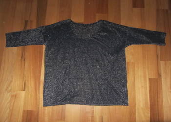 Ginatricot,granatowa bluzka,ze srebrną nitką, oversize,S/36