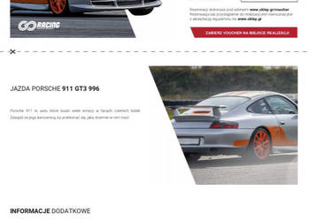 Voucher Przejażdżka Porshe 911 GT3 996