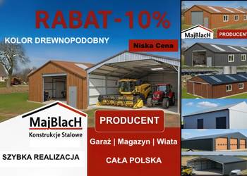 A128-Otwarty Garaż Blaszany Dwuspadowy| Złoty Dąb| Wiata | Hala - Maj-Blach
