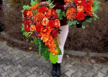 Stroik wiązanka kompozycja na cmentarz na grób sztuczne kwiaty