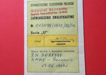 ( 1424 ) Legitymacja Zaświadczenie Kwalifikacyjne 2, Klich