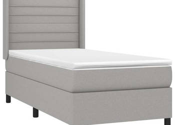 Łóżko kontynentalne z materacem jasnoszare tkanina 80x200 cm WM-3138349