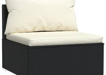 Środkowy moduł sofy ogrodowej z poduszkami rattan PE czarny WM-317493