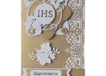 ZAPROSZENIA KOMUNIA UNIWERSALNE IHS W RAMKACH B6 ZŁOTO – BIEL