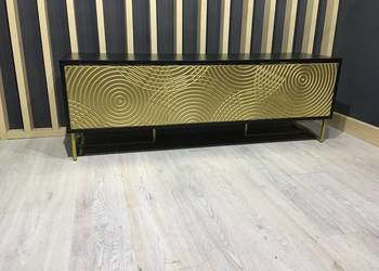Szafka RTV sideboard 150 cm czarna złota fronty rings