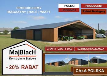 OTWARTY Duży Dwuspadowy Garaż Blaszany MAGAZYN - Hala  - Maj-Blach