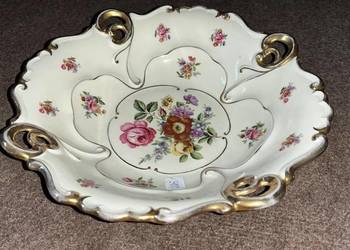 Patera z różami. Ilmenau. Made in Germany. Złocona porcelana