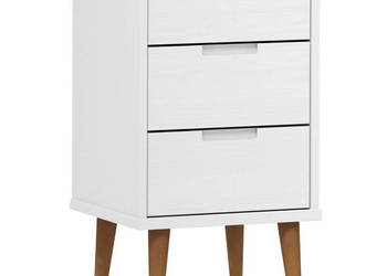 Szafka nocna MOLDE biała 40x35x65 cm lite drewno sosnowe WM-350499