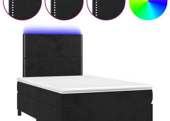 Łóżko kontynentalne z materacem i LED czarne 120x190 cm WM-3270307