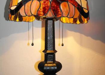 Oryginalna lampa z witrażem na stolik lub komodę