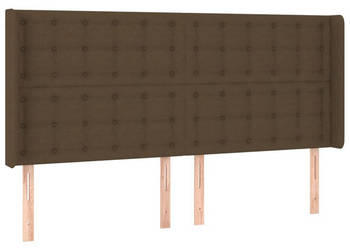 Zagłówek do łóżka z LED ciemnobrązowy 163x16x118/128 cm tkanina WM-3124491