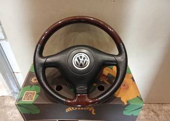 VW Passat B5/FL/ GOLF/IV/ kierownica skórzana drewno trójramienna/ IGŁA