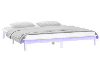Rama łóżka z LED biała lite drewno 120x200 cm WM-820602