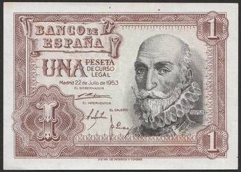 HISZPANIA 1 PESETA 1953   -  STAN 1/2