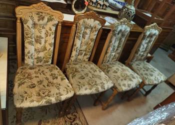 Stylowe solidne krzesła dębowe tapicerowane 6 sztuk !!