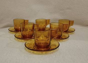 Filiżanki do espresso, szkło, bursztynowe, miodowe