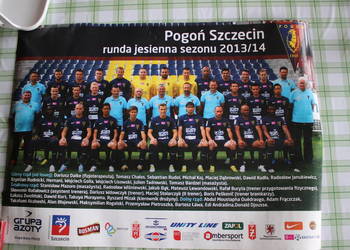Plakat Pogoń Szczecin 2013/14 (Jesień) + Autografy (Edi, Ława, Hernani)