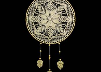 Zawieszka ozdoba na okno szydełkowa 36cm ecru (Z193)