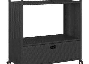 Wózek barowy z szufladą czarny 100x45x97 cm polirattan WM-316663