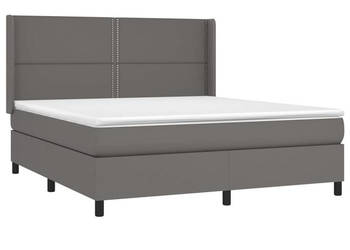 Łóżko kontynentalne z materacem i LED szara ekoskóra 180x200cm WM-3139341