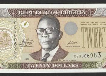 LIBERIA 20 DOLARÓW 2009 - STAN BANKOWY UNC
