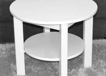 STÓŁ OKRĄGŁY FI 60 CM BLAT BIAŁY PÓŁMAT PÓŁKA ŁAWA STOLIK