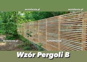 Płot lamelowy pergola donica z pergolą