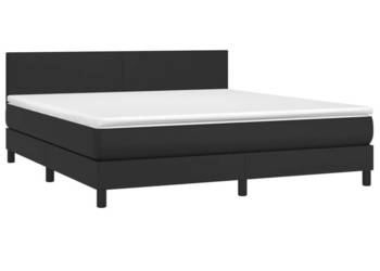 Łóżko z Materacem Kontynentalne Czarne Ekoskóra LED 180x200cm WM-3134117