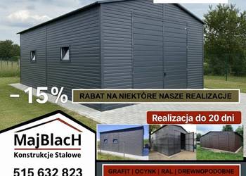 Garaż Blaszany Grafitowy | Montaż Gratis | Wiata | PRODUCENT Maj-Blach