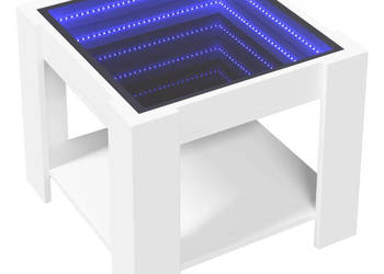Stolik kawowy z LED biały 53x53x45 cm materiał drewnopochodny WM-847539