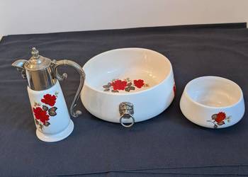 Elegancki Zestaw Ceramiki Falstaff England Róże i Srebrzone Okucia VINTAGE