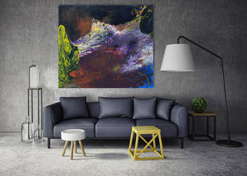 Akryl na płótnie "OBCE KRAJOBRAZY" obraz 100x90cm