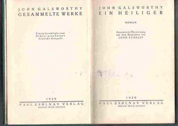 (643) EIN HEILIGER - JOHN GALSWORTHY PAUL ZSOLNAY BERLIN/ VIEN / LEIPZIG 1929 ROK