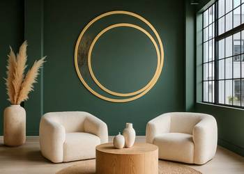 Okrągłe lustro w lustrze w podwójnej ramie mdf - JASMIN